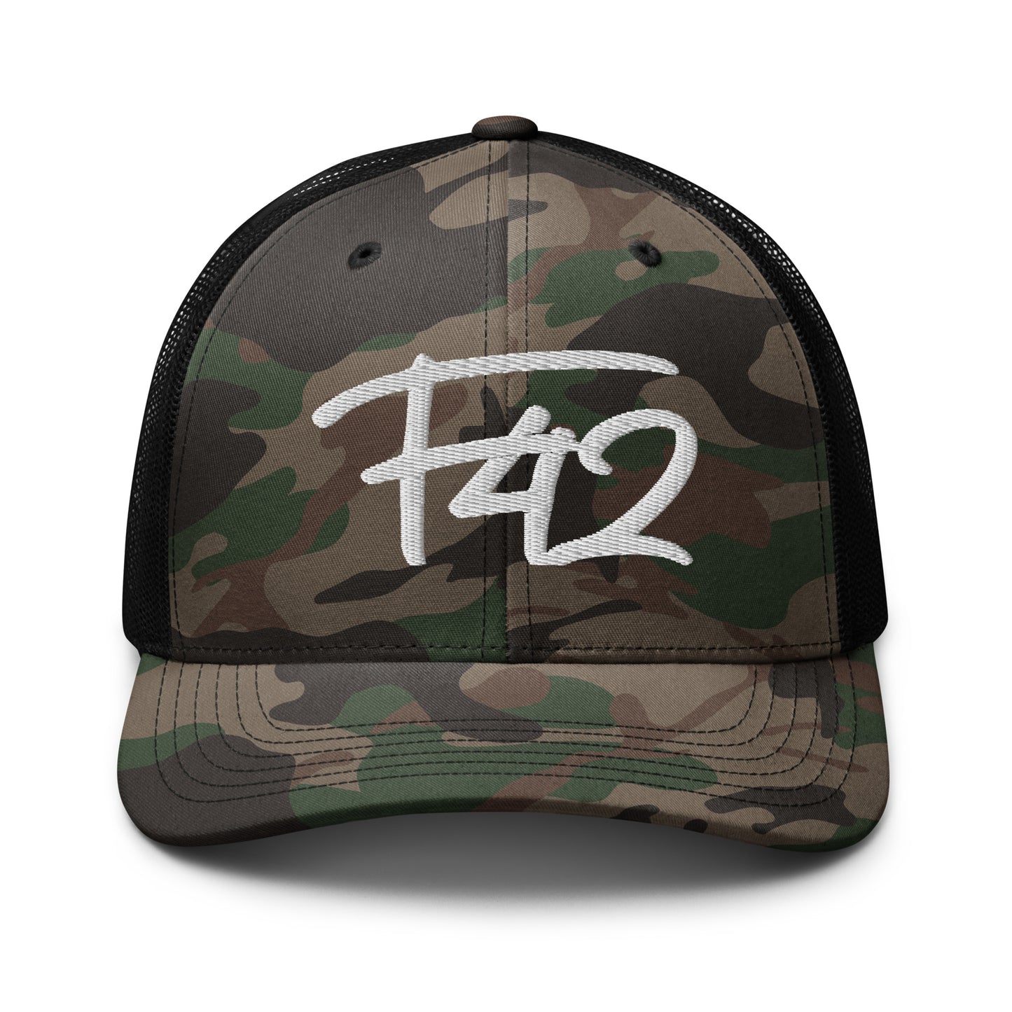 F42 White Camouflage trucker hat