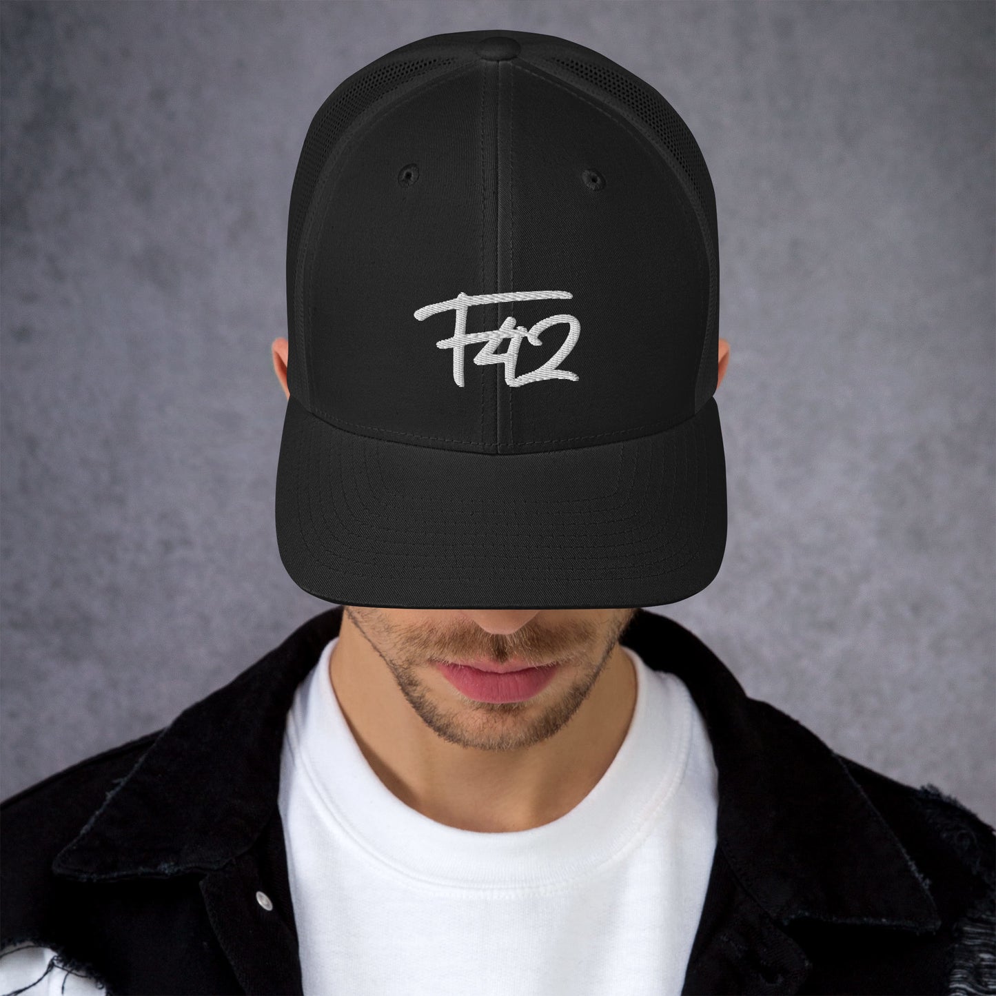 F42 White Trucker Cap