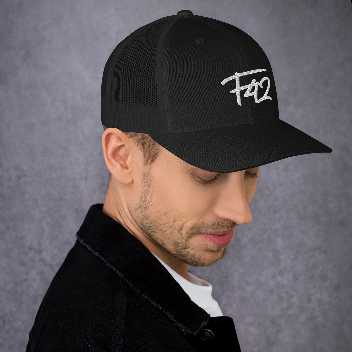 F42 White Trucker Cap