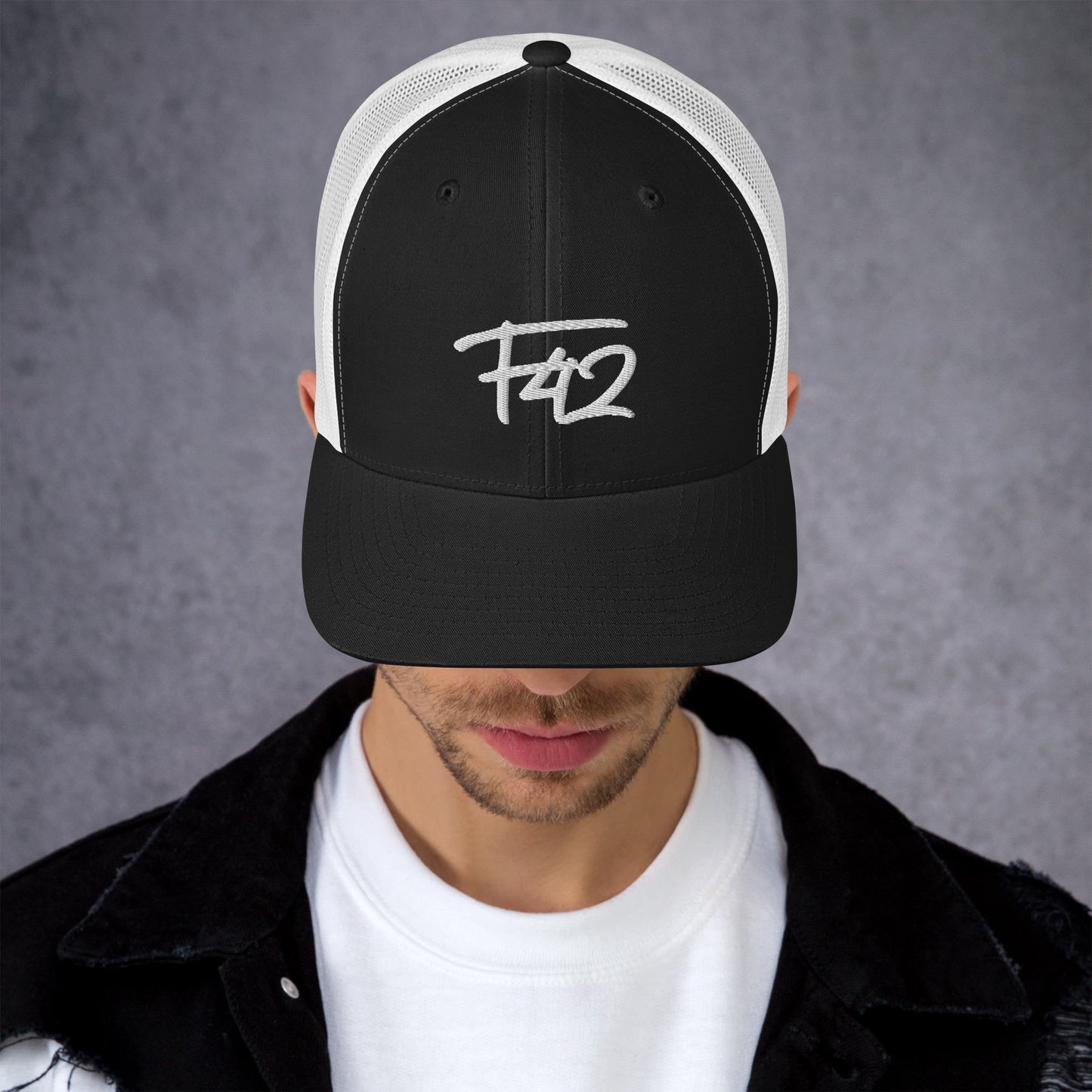 F42 White Trucker Cap