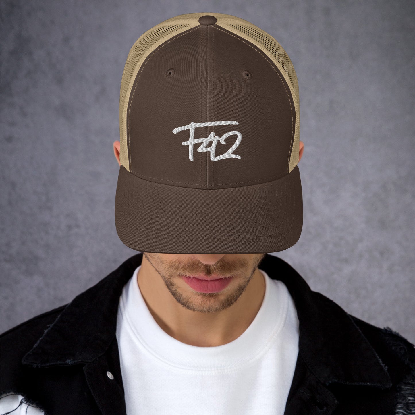 F42 White Trucker Cap