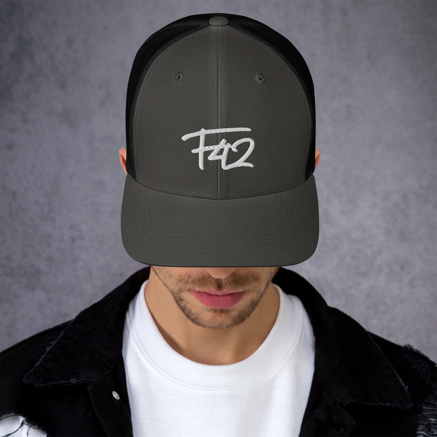 F42 White Trucker Cap